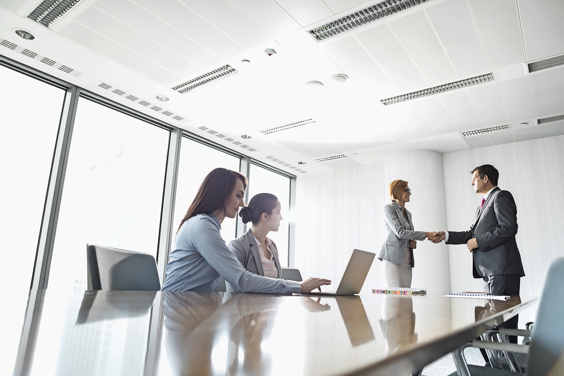 Business meeting in conference room at large table